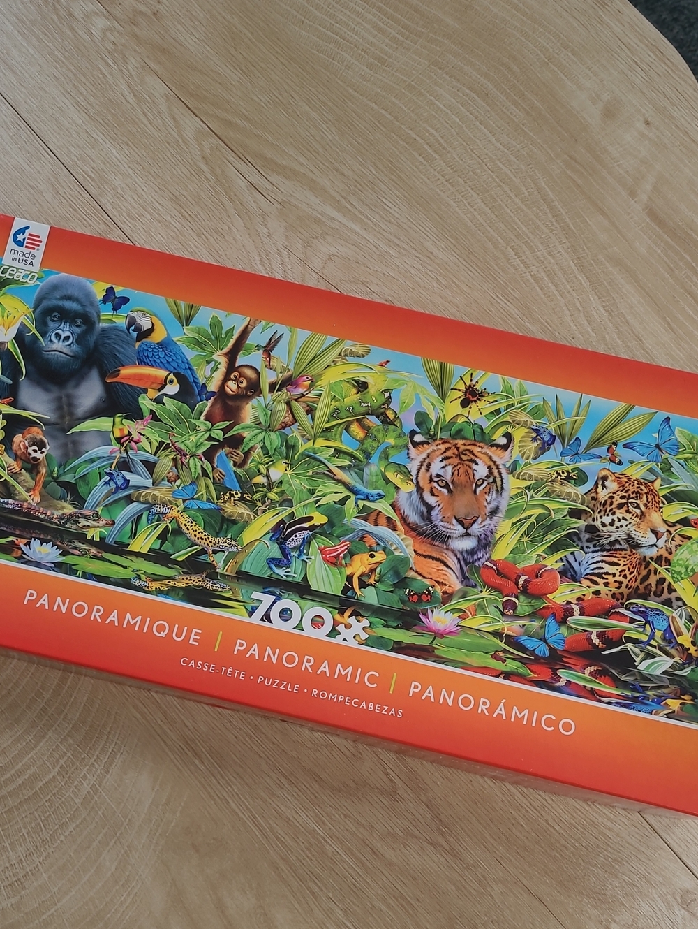 Panoramic Colorful Jungle Animals 700 Piece Jigsaw Puzzle